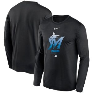 Amazing Men's Miami Marlins Nike Black Authentic Collection Legend Performance Long Sleeve T Shirt Limited stock Order now to show your love for your team