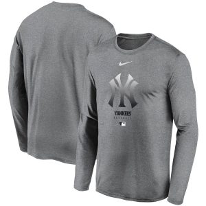 Amazing Men's New York Yankees Nike Charcoal Authentic Collection Legend Performance Long Sleeve T Shirt Retailers boost your inventory Order now to meet customer demand