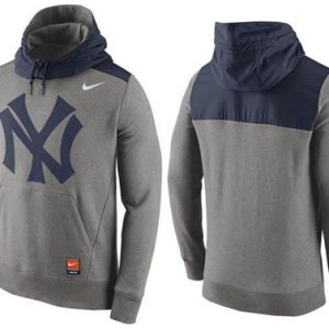 Amazing Men's New York Yankees Nike Gray Cooperstown Collection Hybrid Pullover Hoodie_1