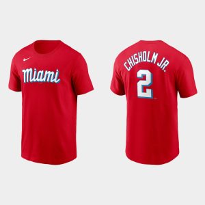 Amazing Miami Marlins #2 Jazz Chisholm Jr. Men's Nike 2021 City Connect Wordmark T Shirt Red Act fast Only a few left Secure yours today