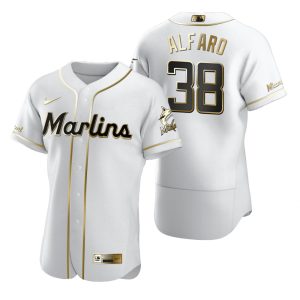 Amazing Miami Marlins #38 Jorge Alfaro White Nike Men's Authentic Golden Edition MLB Jersey