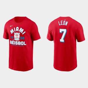Amazing Miami Marlins #7 Sandy Leon Men's Nike 2021 City Connect T Shirt Red Sports fans this is your chance Order soon to be part of the action