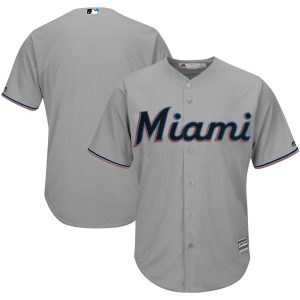 Amazing Miami Marlins Majestic 2019 Official Cool Base Gray Stitched MLB Jersey