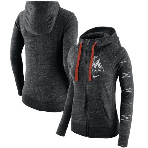 Amazing Miami Marlins Nike Women's Vintage Full Zip Hoodie Heather Black Hurry Exclusive offer Place your order immediately for a great jersey