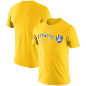 Amazing Milwaukee Brewers Nike MLB Practice T Shirt Gold