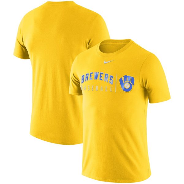 Amazing Milwaukee Brewers Nike MLB Practice T Shirt Gold