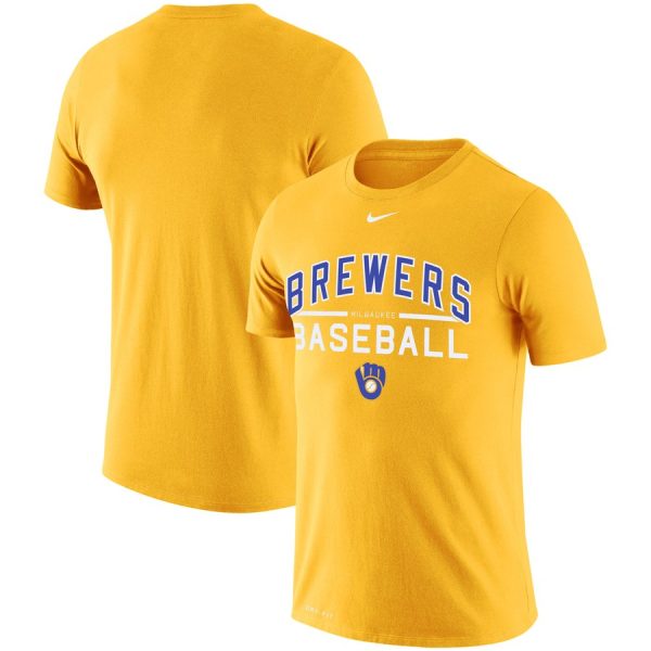 Amazing Milwaukee Brewers Nike Practice Performance T Shirt Gold