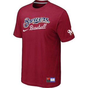 Amazing Milwaukee Brewers Nike Short Sleeve Practice MLB T Shirt Red