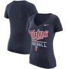 Amazing Minnesota Twins Nike Women's Practice 1.7 Tri Blend V Neck T Shirt Heathered Navy