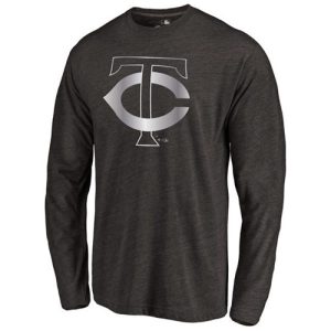 Amazing Minnesota Twins Platinum Collection Long Sleeve Tri Blend T Shirt Black