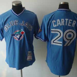 Amazing Mitchell And Ness 1993 Blue Jays #29 Joe Carter Blue Stitched MLB Jersey