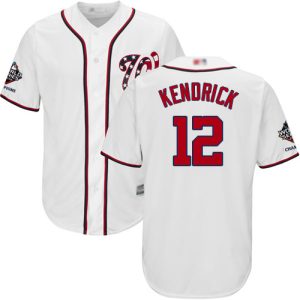 Amazing Nationals #12 Howie Kendrick White Cool Base 2019 World Series Champions Stitched MLB Jersey