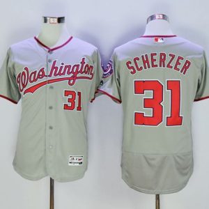 Amazing Nationals #31 Max Scherzer Grey Flexbase Authentic Collection Stitched MLB Jersey