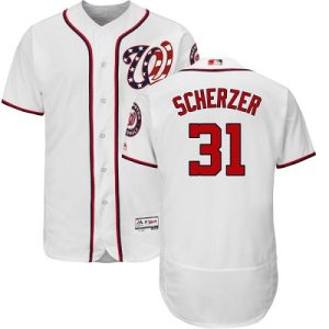 Amazing Nationals #31 Max Scherzer White Flexbase Authentic Collection Stitched MLB Jersey
