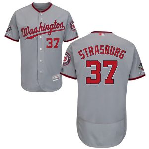 Amazing Nationals #37 Stephen Strasburg Grey Flexbase Authentic Collection 2019 World Series Champions Stitched MLB Jersey