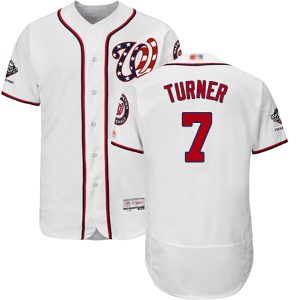 Amazing Nationals #7 Trea Turner White Flexbase Authentic Collection 2019 World Series Champions Stitched MLB Jersey