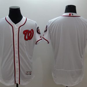 Amazing Nationals Blank White Flexbase Authentic Collection Stitched MLB Jersey