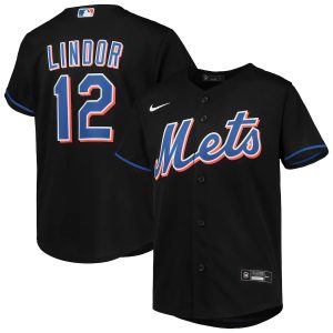 Amazing New York Mets #12 Francisco Lindor Youth Nike Black Alternate Replica Player Jersey With high demand Don't miss out Order now to wear your team colors