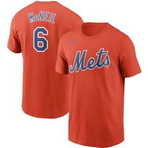 Amazing New York Mets #6 Jeff McNeil Nike Name & Number T Shirt Orange Limited stock Order now to show your love for your team