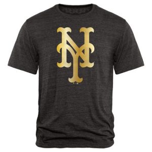 Amazing New York Mets Fanatics Apparel Gold Collection Tri Blend T Shirt Black