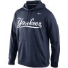 Amazing New York Yankees Nike Men's KO Wordmark Perfomance Navy MLB Hoodie