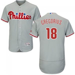 Amazing Phillies #18 Didi Gregorius Grey Flexbase Authentic Collection Stitched MLB Jersey