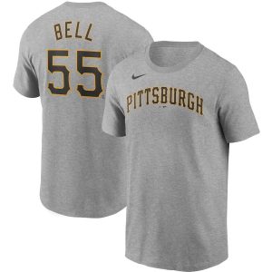 Amazing Pittsburgh Pirates #55 Josh Bell Nike Name & Number T Shirt Gray Collectors this is a must have Add it to your collection by ordering