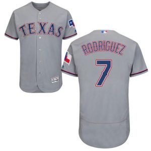 Amazing Rangers #7 Ivan Rodriguez Grey Flexbase Authentic Collection Stitched MLB Jersey