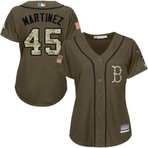 Amazing Red Sox #45 Pedro Martinez Green Salute to Service Women's Stitched MLB Jersey Limited stock Order now to show your love for your team