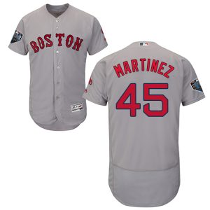 Amazing Red Sox #45 Pedro Martinez Grey Flexbase Authentic Collection 2018 World Series Stitched MLB Jersey