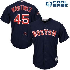 Amazing Red Sox #45 Pedro Martinez Navy Blue New Cool Base 2018 World Series Champions Stitched MLB Jersey