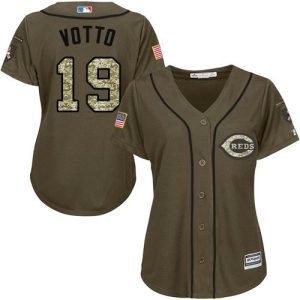 Amazing Reds #19 Joey Votto Green Salute to Service Women's Stitched MLB Jersey Sports fans this is your chance Order soon to be part of the action