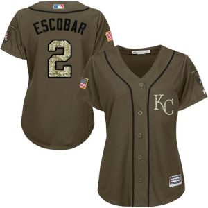 Amazing Royals #2 Alcides Escobar Green Salute to Service Women's Stitched MLB Jersey With high demand Don't miss out Order now to wear your team colors