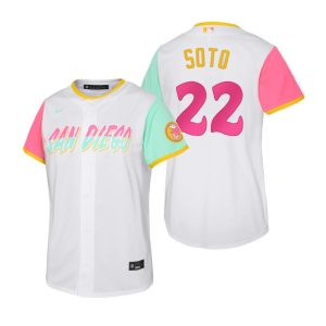 Amazing San Diego Padres #22 Juan Soto 2022 City Connect Youth Nike Games Jersey   White Limited stock Order now to show your love for your team