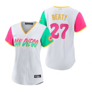 Amazing San Diego Padres #27 Matt Beaty 2022 City Connect Women's Nike Games Jersey   White Limited stock Order now to show your love for your team