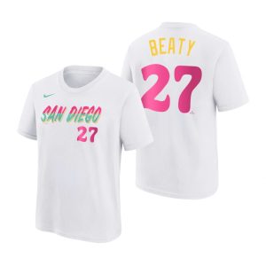Amazing San Diego Padres #27 Matt Beaty 2022 City Connect Youth MLB T Shirt   White Hurry Exclusive offer Place your order immediately for a great jersey