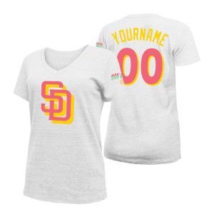Amazing San Diego Padres Custom 2022 City Connect Women's MLB T Shirt   White
