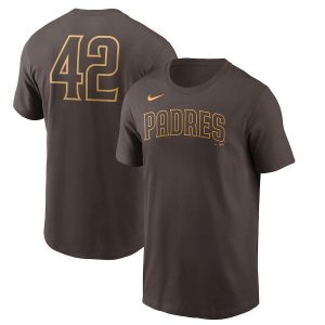 Amazing San Diego Padres Nike Jackie Robinson Day Team 42 T Shirt Brown Act fast Only a few left Secure yours today