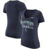 Amazing Seattle Mariners Nike Women's Practice 1.7 Tri Blend V Neck T Shirt Heathered Navy