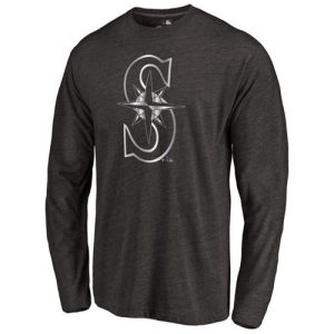 Amazing Seattle Mariners Platinum Collection Long Sleeve Tri Blend T Shirt Black