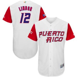 Amazing Team Puerto Rico #12 Francisco Lindor White 2017 World MLB Classic Authentic Stitched MLB Jersey
