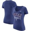 Amazing Texas Rangers Nike Women's Practice 1.7 Tri Blend V Neck T Shirt Heathered Royal