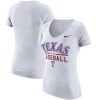 Amazing Texas Rangers Nike Women's Practice 1.7 Tri Blend V Neck T Shirt Heathered White