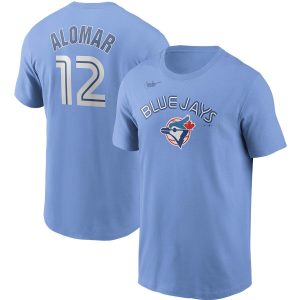 Amazing Toronto Blue Jays #12 Roberto Alomar Nike Cooperstown Collection Name & Number T Shirt Powder Blue Sports fans this is your chance Order soon to be part of the action