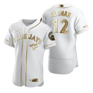 Amazing Toronto Blue Jays #12 Roberto Alomar White Nike Men's Authentic Golden Edition MLB Jersey