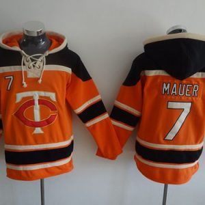 Amazing Twins #7 Joe Mauer Orange Sawyer Hooded Sweatshirt MLB Hoodie