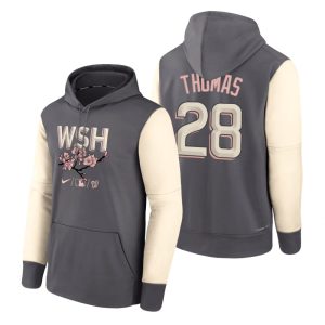 Amazing Washington Nationals #28 Lane Thomas 2022 City Connect Gray Hoodie