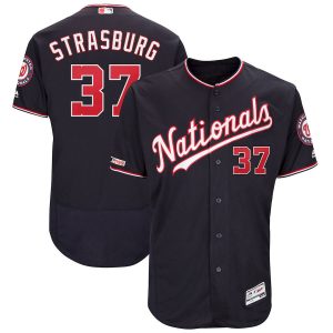 Amazing Washington Nationals #37 Stephen Strasburg Majestic Alternate Authentic Collection Flex Base Player Jersey Navy