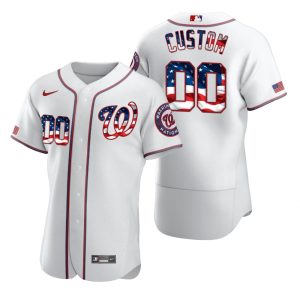 Amazing Washington Nationals Custom Men's Nike White Fluttering USA Flag Limited Edition Authentic MLB Jersey