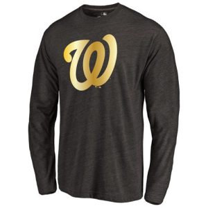 Amazing Washington Nationals Gold Collection Long Sleeve Tri Blend T Shirt Black